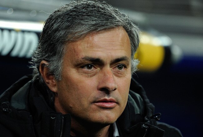 MADRID, SPAIN - JANUARY 28:  Real Madrid head coach Jose Mourinho looks on before the start of the La Liga match between Real Madrid and Real Zaragoza at Estadio Santiago Bernabeu on January 28, 2012 in Madrid, Spain.  (Photo by Denis Doyle/Getty Images)