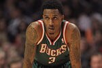 CHICAGO, IL - JANUARY 27:  Brandon Jennings #3 of the Milwaukee Bucks waits as a player for the Chicago Bulls shoots a free-throw at the United Center on January 27, 2012 in Chicago, Illinois. The Bulls defeated the Bucks 107-100. NOTE TO USER: User expressly acknowledges and agrees that, by downloading and or using this photograph, User is consenting to the terms and conditions of the Getty Images License Agreement.  (Photo by Jonathan Daniel/Getty Images)