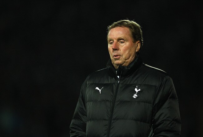 WATFORD, ENGLAND - JANUARY 27:  Manager Harry Redknapp of Spurs looks on during the FA Cup Fourth Round match between Watford and Tottenham Hotspur at Vicarage Road on January 27, 2012 in Watford, England.  (Photo by Richard Heathcote/Getty Images)