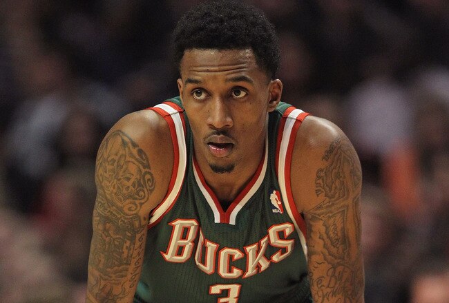 CHICAGO, IL - JANUARY 27:  Brandon Jennings #3 of the Milwaukee Bucks waits as a player for the Chicago Bulls shoots a free-throw at the United Center on January 27, 2012 in Chicago, Illinois. The Bulls defeated the Bucks 107-100. NOTE TO USER: User expressly acknowledges and agrees that, by downloading and or using this photograph, User is consenting to the terms and conditions of the Getty Images License Agreement.  (Photo by Jonathan Daniel/Getty Images)