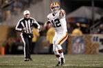 PITTSBURGH, PA - DECEMBER 08:  Colt McCoy #12 of the Cleveland Browns looks to pass against the Pittsburgh Steelers at Heinz Field on December 8, 2011 in Pittsburgh, Pennsylvania.  (Photo by Jared Wickerham/Getty Images)