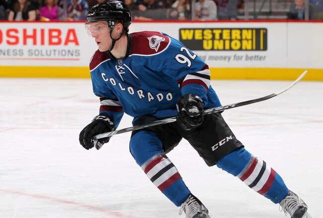 DENVER, CO - JANUARY 18:  Gabriel Landeskog #92 of the Colorado Avalanche skates against the Florida Panthers at the Pepsi Center on January 18, 2012 in Denver, Colorado. The Colorado Avalanche defeated the Florida Panthers 4-3 in overtime.  (Photo by Doug Pensinger/Getty Images)