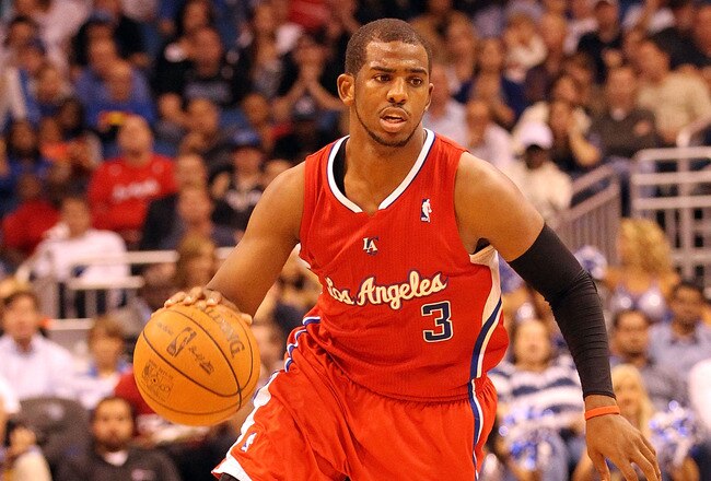 ORLANDO, FL - FEBRUARY 06:  Chris Paul #3 of the Los Angeles Clippers dribbles during the game against the Orlando Magic at Amway Center on February 6, 2012 in Orlando, Florida.   NOTE TO USER: User expressly acknowledges and agrees that, by downloading and or using this Photograph, user is consenting to the terms and conditions of the Getty Images License Agreement.  (Photo by Sam Greenwood/Getty Images)