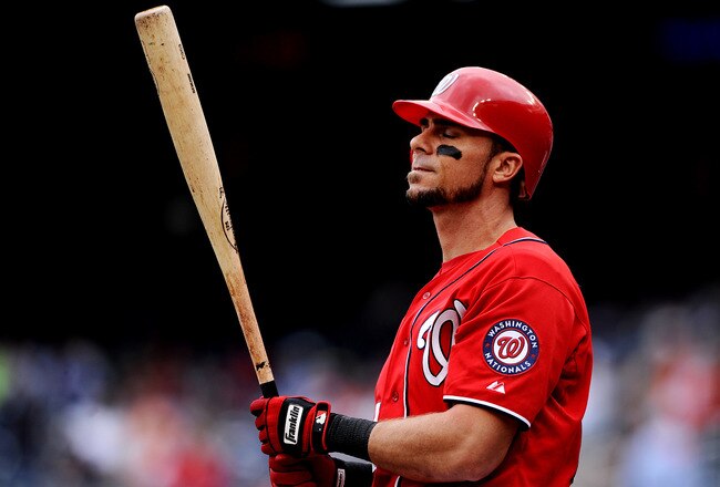 WASHINGTON, DC - SEPTEMBER 24: Rick Ankiel #24 of the Washington Nationals reacts after striking out in the first inning against the Atlanta Braves at Nationals Park on September 24, 2011 in Washington, DC. (Photo by Patrick Smith/Getty Images)