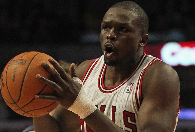 CHICAGO, IL - JANUARY 21:  Loul Deng #9 of the Chicago Bulls passes against the Charlotte Bobcats at the United Center on January 21, 2012 in Chicago, Illinois. The Bulls defeated the Bobcats 95-89. NOTE TO USER: User expressly acknowledges and agrees that, by downloading and or using this photograph, User is consenting to the terms and conditions of the Getty Images License Agreement.  (Photo by Jonathan Daniel/Getty Images)