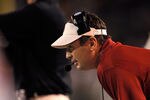 WACO, TX - NOVEMBER 19:  Coach Bob Stoops of the Oklahoma Sooners looks on during a game against the Baylor Bears at Floyd Casey Stadium on November 19, 2011 in Waco, Texas. The Baylor Bears defeated the Oklahoma Sooners 45-38.  (Photo by Sarah Glenn/Getty Images)