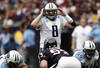 HOUSTON, TX - JANUARY 01:  Quarterback Matt Hasselbeck #8 of the Tennessee Titans calls out a play at the line of scrimmage against the Houston Texans at Reliant Stadium on January 1, 2012 in Houston, Texas.  (Photo by Bob Levey/Getty Images)