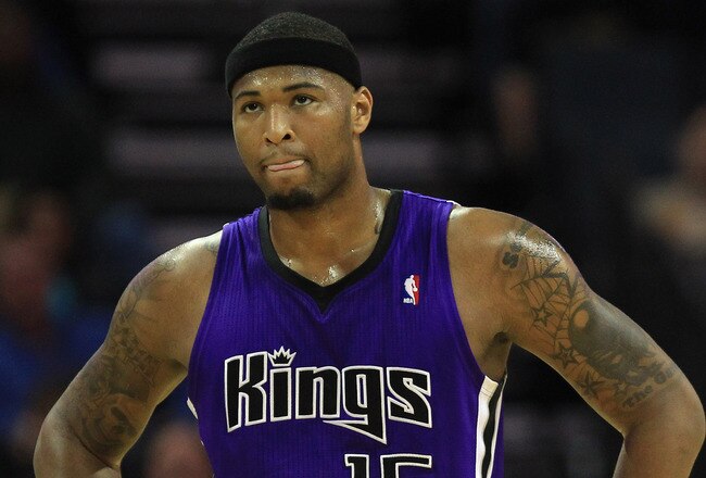 CHARLOTTE, NC - FEBRUARY 25:  DeMarcus Cousins #15 of the Sacramento Kings walks down the court against the Charlotte Bobcats during their game at Time Warner Cable Arena on February 25, 2011 in Charlotte, North Carolina. NOTE TO USER: User expressly acknowledges and agrees that, by downloading and/or using this Photograph, User is consenting to the terms and conditions of the Getty Images License Agreement.  (Photo by Streeter Lecka/Getty Images)