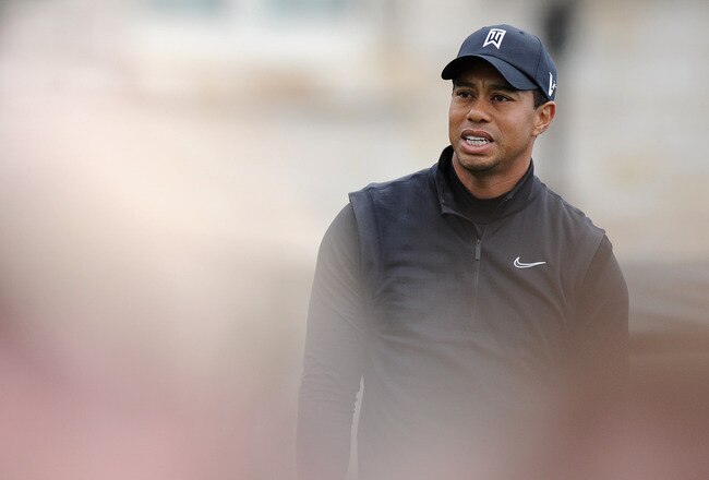 PEBBLE BEACH, CA - FEBRUARY 11:  Tiger Woods watches his tee shot on the 11th hole during the third round of the AT&T Pebble Beach National Pro-Am at Pebble Beach Golf Links on February 11, 2012 in Pebble Beach, California.  (Photo by Harry How/Getty Images)