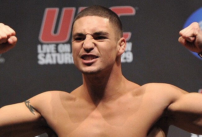 LAS VEGAS - MAY 28:  UFC fighter Diego Sanchez weighs in for his fight against UFC fighter John Hathaway at UFC 114: Rampage versus Rashad at the Mandalay Bay Hotel on May 28, 2010 in Las Vegas, Nevada.  (Photo by Jon Kopaloff/Getty Images)
