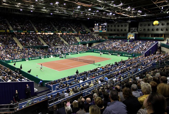 ROTTERDAM, NETHERLANDS - FEBRUARY 14:  A general view of Mikhail Youhzny of Russia in action in his match against Robin Soderling of Sweden during day seven of the ABN AMBRO World Tennis Tournament on February 14, 2010 in Rotterdam, Netherlands.  (Photo by Julian Finney/Getty Images)