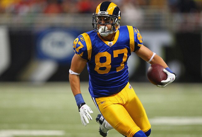 ST. LOUIS, MO - OCTOBER 30: Greg Salas #87 of the St. Louis Rams makes a catch against the New Orleans Saints at the Edward Jones Dome on October 30, 2011 in St. Louis, Missouri.  The St. Louis won 31-21.  (Photo by Dilip Vishwanat/Getty Images)