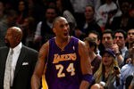 NEW YORK, NY - FEBRUARY 10:  Kobe Bryant #24 of the Los Angeles Lakers reacts in the fourth quarter against the New York Knicks at Madison Square Garden on February 10, 2012 in New York City.  NOTE TO USER: User expressly acknowledges and agrees that, by downloading and or using this photograph, User is consenting to the terms and conditions of the Getty Images License Agreement.  (Photo by Chris Chambers/Getty Images)