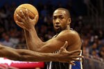 ORLANDO, FL - FEBRUARY 03:Guard Gilbert Arenas #1 of the Orlando Magic drives against the Miami Heat at Amway Arena on February 3, 2011 in Orlando, Florida. NOTE TO USER: User expressly acknowledges and agrees that, by downloading and/or using this Photograph, User is consenting to the terms and conditions of the Getty Images License Agreement. (Photo by Marc Serota/Getty Images)