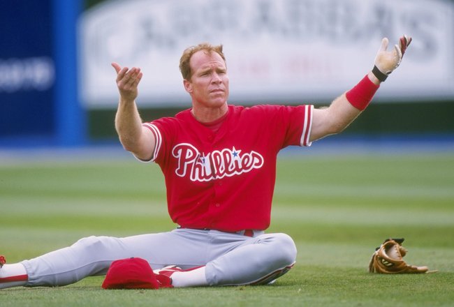 18 Mar 1998:  Infielder Rex Hudler of the Philadelphia Phillies in action during a spring training game against the Toronto Blue Jays at the Dunedin Stadium in Dunedin, Florida.  The Blue Jays won the game, 2-0. Mandatory Credit: Rick Stewart  /Allsport
