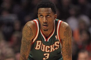 CHICAGO, IL - JANUARY 27: Brandon Jennings #3 of the Milwaukee Bucks waits as a player for the Chicago Bulls shoots a free-throw at the United Center on January 27, 2012 in Chicago, Illinois. The Bulls defeated the Bucks 107-100. NOTE TO USER: User expressly acknowledges and agrees that, by downloading and or using this photograph, User is consenting to the terms and conditions of the Getty Images License Agreement. (Photo by Jonathan Daniel/Getty Images)