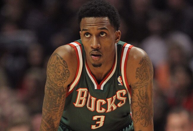 CHICAGO, IL - JANUARY 27: Brandon Jennings #3 of the Milwaukee Bucks waits as a player for the Chicago Bulls shoots a free-throw at the United Center on January 27, 2012 in Chicago, Illinois. The Bulls defeated the Bucks 107-100. NOTE TO USER: User expressly acknowledges and agrees that, by downloading and or using this photograph, User is consenting to the terms and conditions of the Getty Images License Agreement. (Photo by Jonathan Daniel/Getty Images)