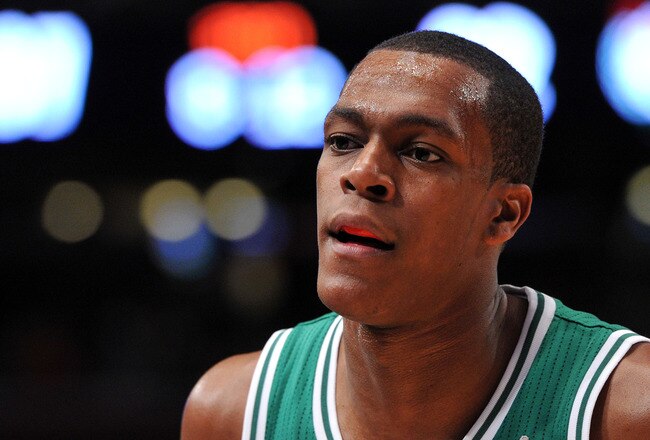NEW YORK, NY - DECEMBER 25: Rajon Rondo #9 of the Boston Celtics looks on during the second half against the New York Knicks at Madison Square Garden on December 25, 2011 in New York City. NOTE TO USER: User expressly acknowledges and agrees that, by downloading and or using this photograph, User is consenting to the terms and conditions of the Getty Images License Agreement. (Photo by Christopher Pasatieri/Getty Images)