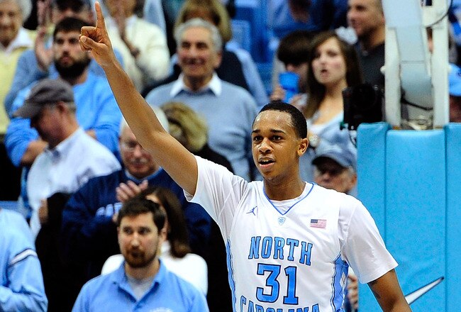 CHAPEL HILL, NC - FEBRUARY 11:  John Henson #31 of the North Carolina Tar Heels reacts as time expires in a win over the Virginia Cavaliers at the Dean Smith Center on February 11, 2012 in Chapel Hill, North Carolina. North Carolina won 70-52.  (Photo by Grant Halverson/Getty Images)