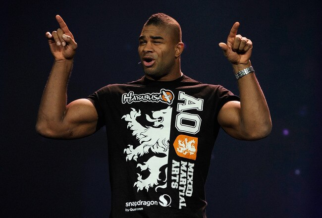 LAS VEGAS, NV - JANUARY 10:  UFC fighter Alistair 'The Reem' Overeem speaks during a presentation by Qualcomm at the 2012 International Consumer Electronics Show at The Venetian on January 10, 2012 in Las Vegas, Nevada. CES, the world's largest annual consumer technology trade show, runs through January 13 and is expected to feature 2,700 exhibitors showing off their latest products and services to about 140,000 attendees.  (Photo by Kevork Djansezian/Getty Images)