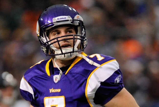 MINNEAPOLIS, MN - JANUARY 1: Christian Ponder #7 of the Minnesota Vikings looks on during the game against the Chicago Bears on January 1, 2012 at Mall of America Field at the Hubert H. Humphrey Metrodome in Minneapolis, Minnesota. (Photo by Hannah Foslien/Getty Images)