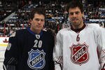 OTTAWA, ON - JANUARY 29:  Ryan Suter #20 of the Nashville Predators and Team Chara and Shea Weber #6 of the Nashville Predators and Team Alfredsson  during the 2012 Tim Hortons NHL All-Star Game at Scotiabank Place on January 29, 2012 in Ottawa, Ontario, Canada.  (Photo by Bruce Bennett/Getty Images)