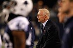 ARLINGTON, TX - NOVEMBER 24:  Dallas Cowboys owner Jerry Jones looks on from the sidelines as the Dallas Cowboys take on the Miami Dolphins during the Thanksgiving Day game at Cowboys Stadium on November 24, 2011 in Arlington, Texas. The Dallas Cowboys beat the Miami Dolphins 20-19.  (Photo by Tom Pennington/Getty Images)