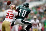 PHILADELPHIA, PA - OCTOBER 02:  Carlos Rogers #22 of the San Francisco 49ers breaks up a pass intended for  DeSean Jackson #10 of the Philadelphia Eagles at Lincoln Financial Field on October 2, 2011 in Philadelphia, Pennsylvania. The 49ers won 24-23.   (Photo by Rob Carr/Getty Images)