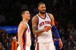 NEW YORK, NY - FEBRUARY 10:  (L-R) Jeremy Lin #17 and Tyson Chandler #6 of the New York Knicks look on against the Los Angeles Lakers at Madison Square Garden on February 10, 2012 in New York City.  NOTE TO USER: User expressly acknowledges and agrees that, by downloading and or using this photograph, User is consenting to the terms and conditions of the Getty Images License Agreement.  (Photo by Chris Chambers/Getty Images)