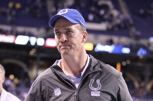 INDIANAPOLIS, IN - DECEMBER 22:  Peyton Manning  #18 of the Indianapolis Colts celebrates after the final play of the Colts 19-16 victory over the Houston Texans in the NFL at Lucas Oil Stadium at Lucas Oil Stadium on December 22, 2011 in Indianapolis, Indiana.  (Photo by Andy Lyons/Getty Images)