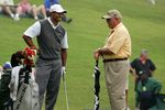 PONTE VEDRA BEACH, FL - MAY 09:  Tiger Woods of the USA talks with former coach Butch Harmon during the practice round for THE PLAYERS Championship on The Stadium Course at the TPC Sawgrass on May 9, 2007 in Ponte Vedra Beach, Florida.  (Photo by Richard Heathcote/Getty Images)
