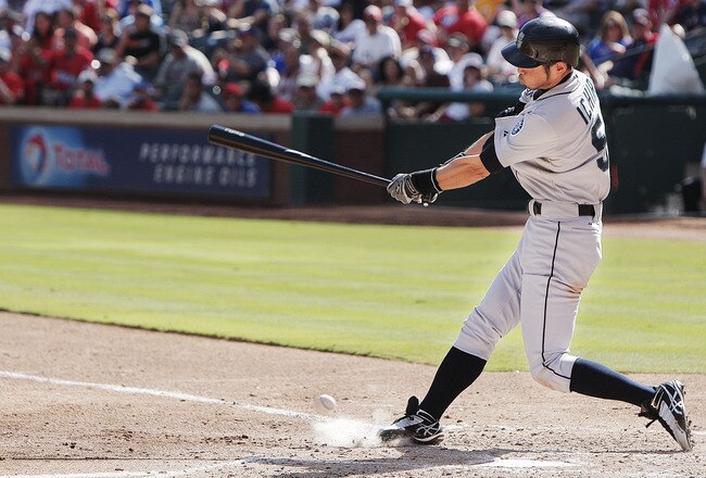ARLINGTON, TX - SEPTEMBER 24:  Ichiro Suzuki #51 of the Seattle Mariners bats during a baseball game against the Texas Rangers at Rangers Ballpark in Arlington on September 24, 2011 in Arlington, Texas. (Photo by Brandon Wade/Getty Images)