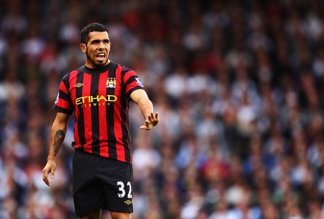 LONDON, ENGLAND - SEPTEMBER 18:  Carlos Tevez of Manchester City is seen during the Barclays Premier League match between Fulham and Manchester City at Craven Cottage on September 18, 2011 in London, England.  (Photo by Julian Finney/Getty Images)