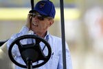 PORT ST. LUCIE, FL - FEBRUARY 17: Owner Fred Wilpon of the New York Mets talks on the phone during spring training at Tradition Field on February 17, 2011 in Port St. Lucie, Florida.  (Photo by Marc Serota/Getty Images)