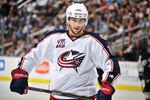 PITTSBURGH, PA - FEBRUARY 8:  Derick Brassard #16 of the Columbus Blue Jackets waits to take a face off against the Pittsburgh Penguins on February 8, 2011 at CONSOL Energy Center in Pittsburgh, Pennsylvania.  (Photo by Jamie Sabau/Getty Images)