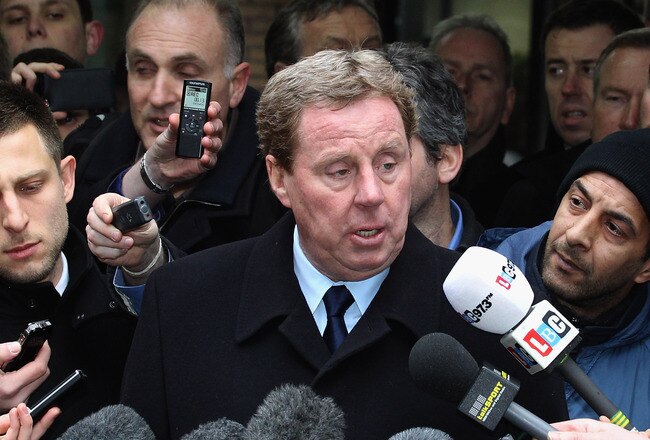 LONDON, ENGLAND - FEBRUARY 08:  Harry Redknapp speaks to the gathered media outside Southwark Crown Court on February 8, 2012 in London, England. Football manager Harry Redknapp and former Portsmouth FC chairman Milan Mandaric were today found not guilty of charges of tax evasion between 2002 and 2004 when Mr Redknapp served as manager of Portsmouth FC.  (Photo by Dan Kitwood/Getty Images)