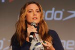 NEW YORK, NY - NOVEMBER 30:  Natalie Coughlin  speaks to the media during a press conference to debut the new Speedo FASTSKIN 3 at Skylight Studios on November 30, 2011 in New York City.  (Photo by Mike Stobe/Getty Images for Speedo)