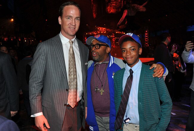 INDIANAPOLIS, IN - FEBRUARY 04:  NFL player Peyton Manning, Spike Lee and Jackson Lee attend DIRECTV's Sixth Annual Celebrity Beach Bowl After Party at Victory Field on February 4, 2012 in Indianapolis, Indiana.  (Photo by Theo Wargo/Getty Images for DirecTV)