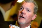 NEW ORLEANS, LA - MARCH 21:  Indianapolis Colts NFL team owner Jim Irsay address the media at the Roosevelt Hotelon March 21, 2011 in New Orleans, Louisiana. Despite a NFL owners imposed lockout in effect since March 12, the league is conducting it's annual owners meeting in New Orleans.  (Photo by Sean Gardner/Getty Images)