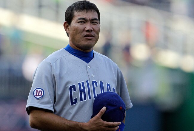 WASHINGTON, DC - JULY 07: Kosuke Fukudome #1 of the Chicago Cubs before the start of the Cubs and Washington Nationals game at Nationals Park on July 7, 2011 in Washington, DC. (Photo by Rob Carr/Getty Images)