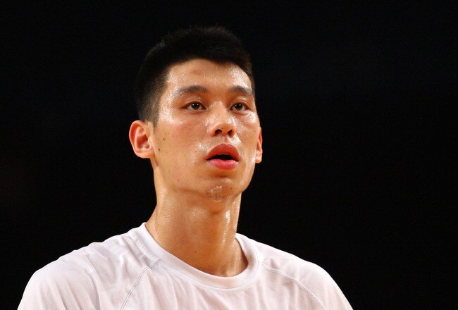 NEW YORK, NY - FEBRUARY 10:  Jeremy Lin #17 of the New York Knicks looks on as he warms up against the Los Angeles Lakers at Madison Square Garden on February 10, 2012 in New York City.  NOTE TO USER: User expressly acknowledges and agrees that, by downloading and or using this photograph, User is consenting to the terms and conditions of the Getty Images License Agreement.  (Photo by Chris Chambers/Getty Images)