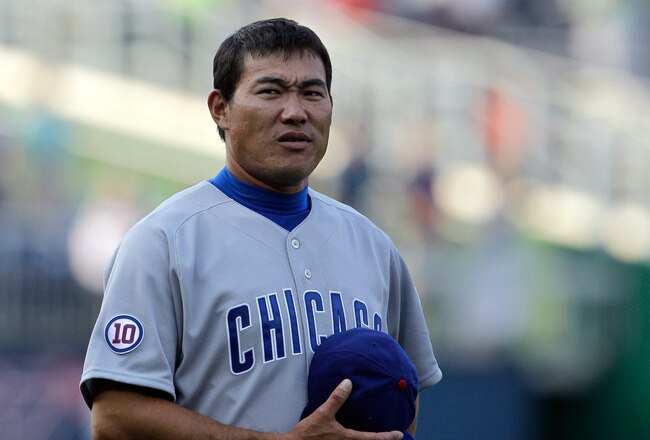 WASHINGTON, DC - JULY 07: Kosuke Fukudome #1 of the Chicago Cubs before the start of the Cubs and Washington Nationals game at Nationals Park on July 7, 2011 in Washington, DC. (Photo by Rob Carr/Getty Images)
