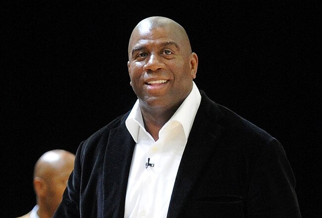 DALLAS - FEBRUARY 12:  NBA player Magic Johnson during the NBA All-Star celebrity game presented by Final Fantasy XIII held at the Dallas Convention Center on February 12, 2010 in Dallas, Texas.  (Photo by Jason Merritt/Getty Images)