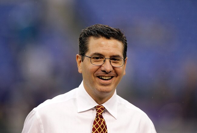 BALTIMORE, MD - AUGUST 25:  Washington Redskins owner Dan Snyder walks the sidelines prior to the start of a preseason game against the Baltimore Ravens at M&T Bank Stadium on August 25, 2011 in Baltimore, Maryland.  (Photo by Rob Carr/Getty Images)