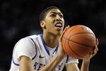 LEXINGTON, KY - JANUARY 03:  Anthony Davis #23 of the Kentucky Wildcats shoots a free throw during the game against the Arkansas-Little Rock Trojans at Freedom Hall on January 3, 2012 in Louisville , Kentucky.  (Photo by Andy Lyons/Getty Images)