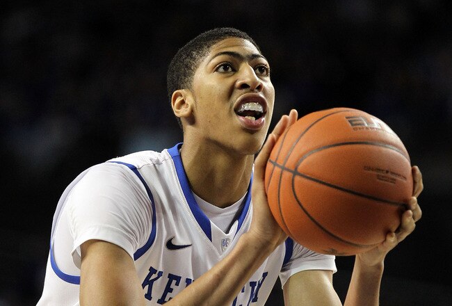 LEXINGTON, KY - JANUARY 03:  Anthony Davis #23 of the Kentucky Wildcats shoots a free throw during the game against the Arkansas-Little Rock Trojans at Freedom Hall on January 3, 2012 in Louisville , Kentucky.  (Photo by Andy Lyons/Getty Images)
