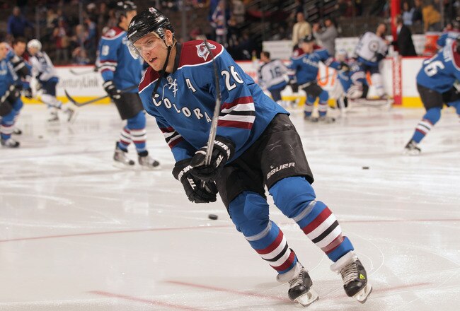 DENVER, CO - DECEMBER 27:  Paul Stastny #26 of the Colorado Avalanche warms up prior to facing the Winnipeg Jets at the Pepsi Center on December 27, 2011 in Denver, Colorado.  (Photo by Doug Pensinger/Getty Images)