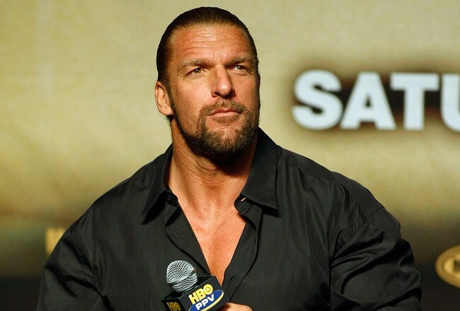 LAS VEGAS - SEPTEMBER 18:  WWE wrestler Triple H attends the official weigh-in for boxers Floyd Mayweather Jr. and Juan Manuel Marquez at the MGM Grand Garden Arena September 18, 2009 in Las Vegas, Nevada. The two will fight at the MGM on September 19.  (Photo by Ethan Miller/Getty Images)