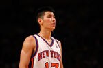 NEW YORK, NY - FEBRUARY 10:  Jeremy Lin #17 of the New York Knicks looks on against the Los Angeles Lakers at Madison Square Garden on February 10, 2012 in New York City.  NOTE TO USER: User expressly acknowledges and agrees that, by downloading and or using this photograph, User is consenting to the terms and conditions of the Getty Images License Agreement.  (Photo by Chris Chambers/Getty Images)