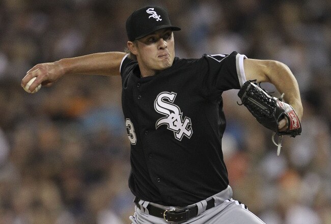 DETROIT - SEPTEMBER 04: Addison Reed #43 of the Chicago White Sox pitches in the fourth inning during the game against the Detroit Tigers at Comerica Park on September 4, 2011 in Detroit, Michigan.  (Photo by Leon Halip/Getty Images)